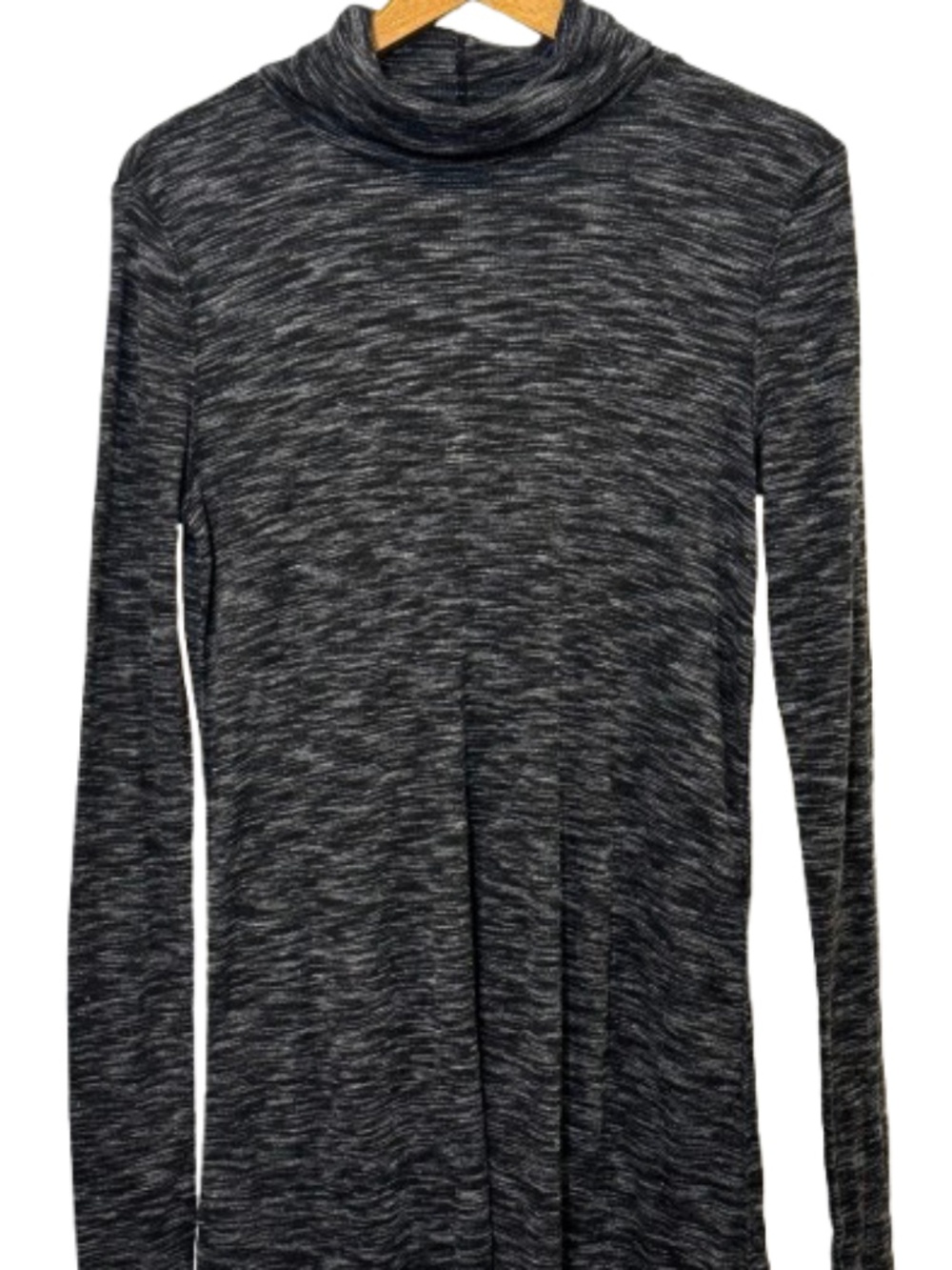Free People Black Ribbed Turtleneck Stonecold Tunic - Size Medium - Split Back